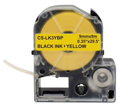 Картридж ленточный Cactus CS-LK3YBP черный для Epson LW300, LW400, LW700, LW600P, LW1000P, K400, Z700, Z900