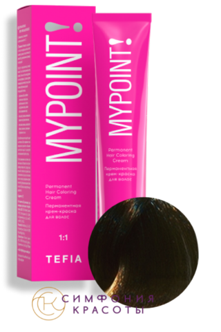 Перманентная крем-краска для волос Mypoint 5.113 Светлый брюнет матовый Tefia, 60 мл