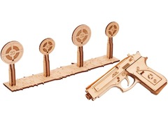 Пистолет M9 с мишенями от Wood Trick - Деревянный конструктор, Сборная модель, 3D пазл, резинкострел