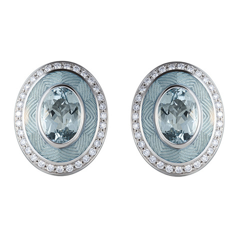 Серьги с Аквамарином и Бриллиантами, Эмаль E0084-4/2