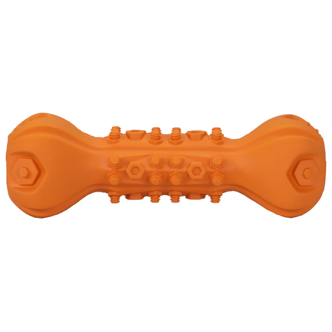 Mr.Kranch игрушка для собак Гантель дентальная с пищалкой оранжевая с ароматом бекона 22
