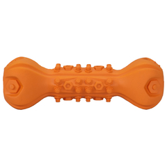 Mr.Kranch игрушка для собак Гантель дентальная с пищалкой оранжевая с ароматом бекона 22