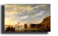 Репродукция " Альберт Кейп - Пастух с пятью коровами на берегу реки"