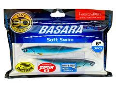 Виброхвост LUCKY JOHN Basara Soft Swim 3D, 6.0in (152 мм), цвет PG12, 3 шт.