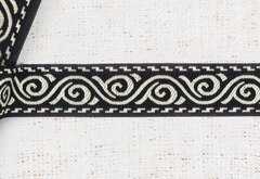 Тесьма жаккард, ш. 3,4 см, чёрный/светлое золото