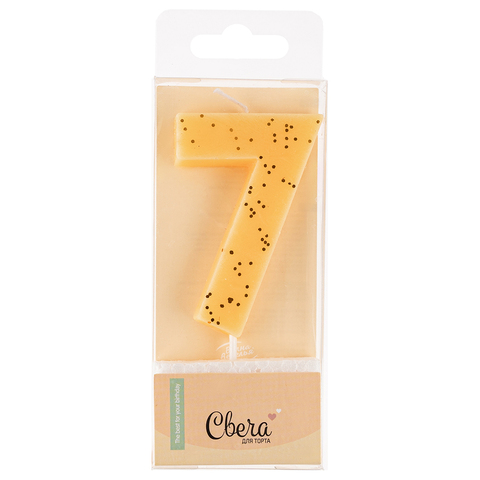 Свеча-цифра ЭКО, Кремовый, с блестками,  Свеча-цифра ЭКО, Кремовый, с блестками,