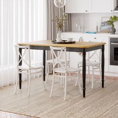 Стол обеденный Икея со шпонированной дубом столешницей, черный