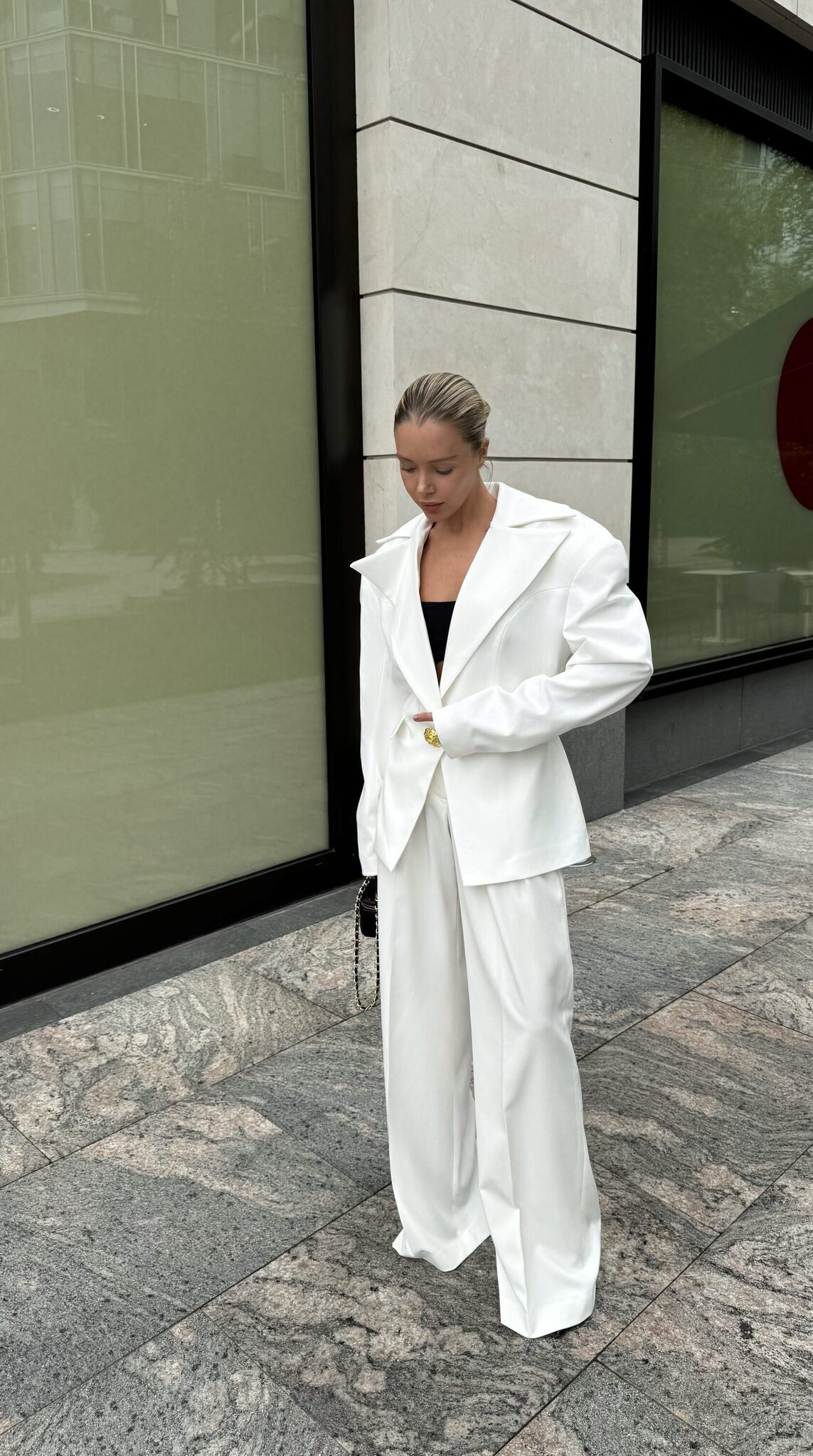 Брюки палаццо молочные