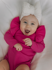 Боди лапша с длинным рукавом и крылышками, Малиновый