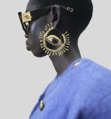 73151- Крупные серьги - конго ГЛАЗА ассиметричные style Schiaparelli