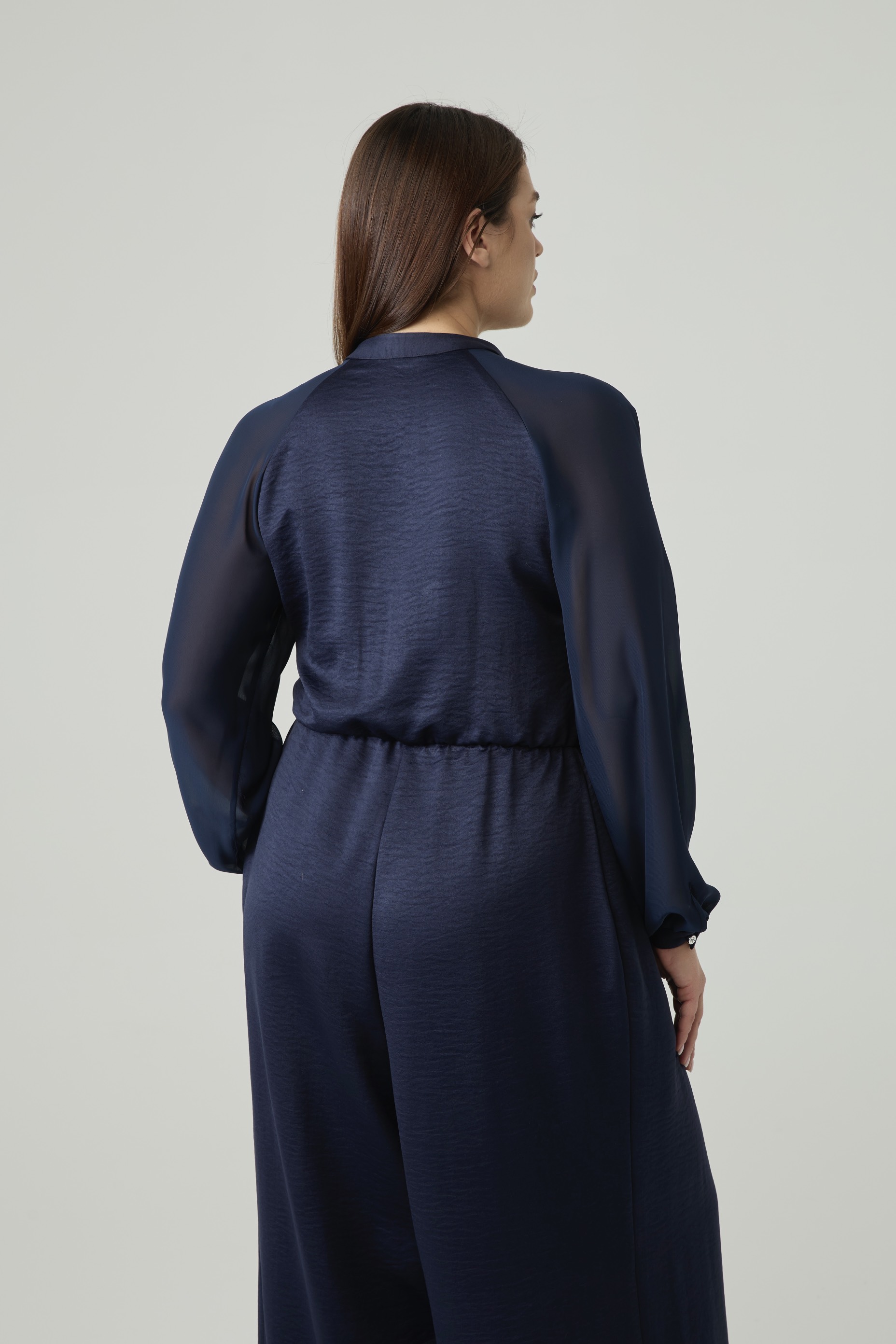 Комбинезон из атласной ткани, синий