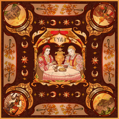 Платок «Тульские вечера» 100% шелк