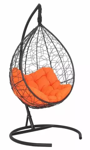 Подвесное кресло-кокон SEVILLA RELAX черное, оранжевая подушка (Laura Outdoor)