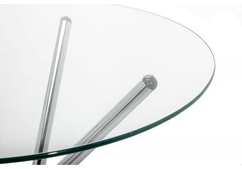Стеклянный стол кухонный, обеденный, для гостиной Siri 90 90*90*77 Хромированный металл /Прозрачный