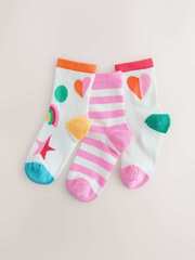 Носки хлопковые для девочки Next AT4-459, 3 шт., Белый, Розовый