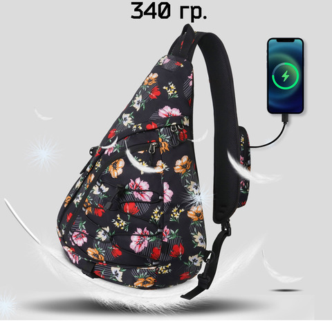 Картинка рюкзак однолямочный Nevo Rhino 9070 Flower Spring - 5