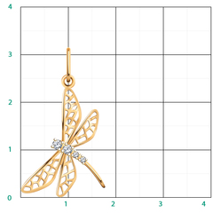 50301 - Подвеска Стрекоза из золота с фианитами