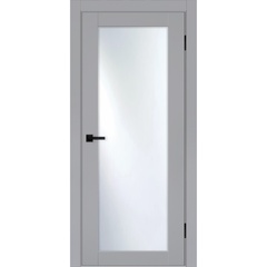 Купить Межкомнатная дверь эмалит Классик 1 светло-серая остеклённая