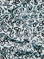 Ткань штапель набивной Цветы ассорти средние черные на белом, 105 гр/м, ш. 142 см