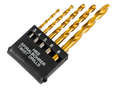 36-8-202 Набор сверл  по металлу 3,0-8,0 мм, заточка 135o, HSS TIN, 5 предметов, пластиковый бокс (РемоКолор)