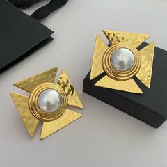 27342- Серьги клипсы крупные КВАДРАТЫ из латуни YSL