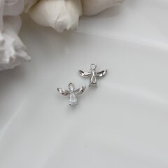 УЦЕНКА!!! Подвеска Жучок с фианитами 9*11 мм, родий, У086