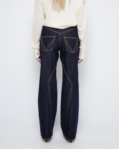 Джинсы с декоративными строчками темно-синий