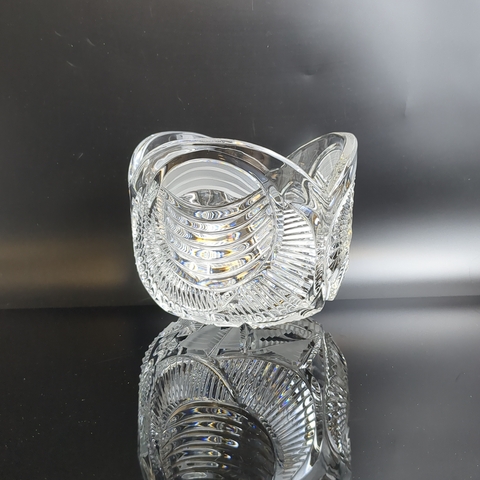 Шикарная ваза салатник хрустальный, алмазные грани, геометрический орнамент, винтаж СССР 1970-1990 гг