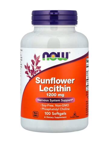 NOW Foods Подсолнечный лецитин, 1200 мг, 100 капсул