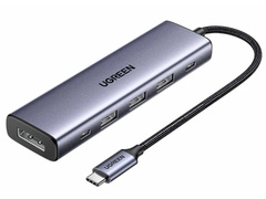 Хаб USB-C UGREEN CM511 (75642) 5-in-1 USB-C Hub With 3*USB-C&2*USB-A, серый