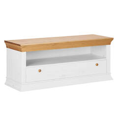 Тумба ТВ, 130x54x45, Бостон 01, белый воск/антик