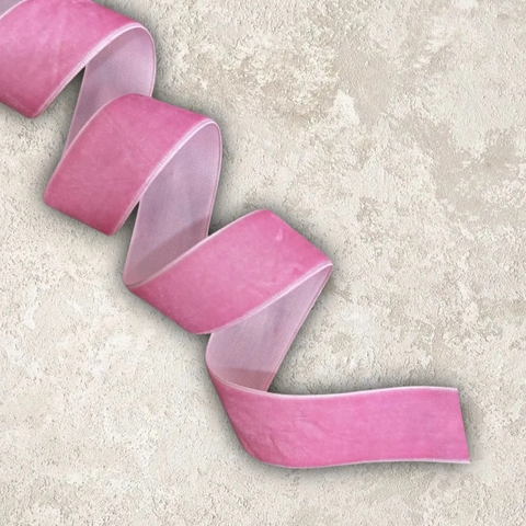 лента бархатная 2,5см  розовый 11 (1метр)