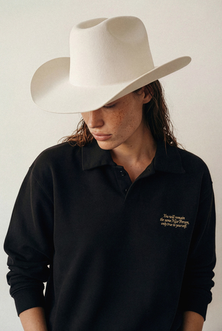 Лонгслив-поло, черный