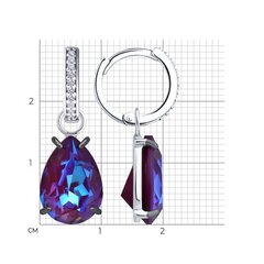 Серьги из серебра с подвеской капля фиолетовый кристалл