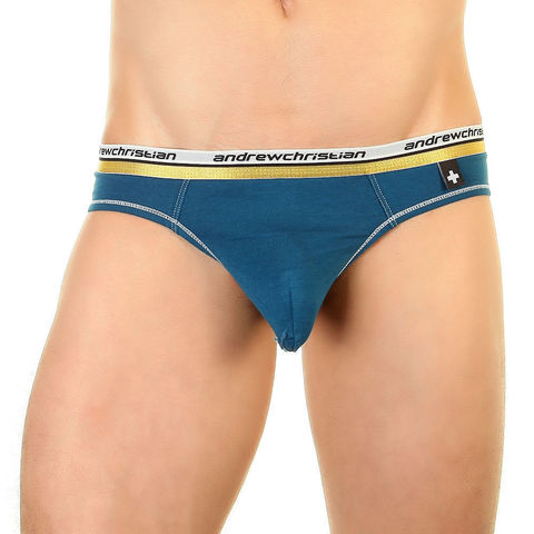 Мужские трусы слипы темно-бирюзовые Andrew Christian Vibe Dark Navy  086