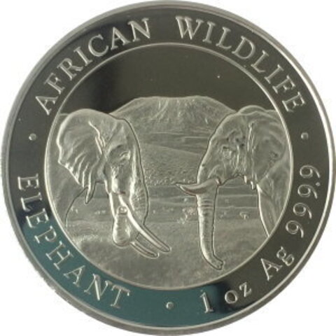 200 шиллингов. Африканские слоны. 2020 г. Сомали. Серебро