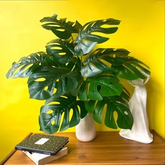 №2 Монстера искусственная, куст 12 веток, евро пластик, зеленая, как живая, 50-58 см