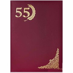 
          Папка адресная "55 лет", А4, бумвинил, поролон, тисненные уголки, бордовая, разводы