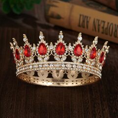 Декоративная корона на торт, золото (Красные камни)