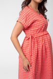 Платье для беременных 14798 красная клетка