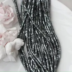 Гематин гематит, шестигранные бусины, 3*1 мм, чёрный, 1 нить, ГМ098
