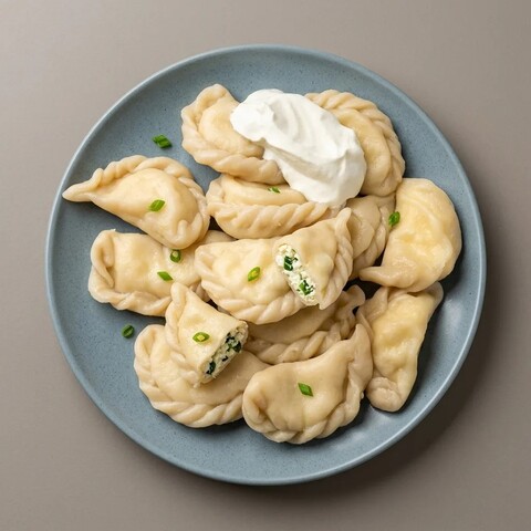 Вареники с солёным творогом и зелёным луком 0,9кг Домашняя кухня