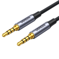 Кабель UGREEN 3,5mm Male to Male 4-Pole Microphone Audio Cable, 1,5м AV183, черный