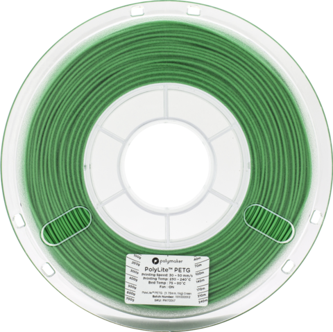 Пластик для 3D-принтера PolyMaker PolyLite PETG, 1.75 мм, 1 кг, Зеленый