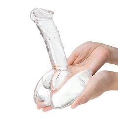 Стеклянный фаллоимитатор на подставке 7,5’’ Rideable Standing Glass Cock With Stability Base - 19 см. - 