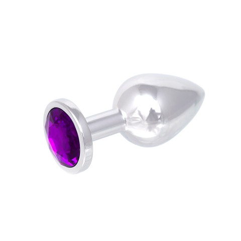 Анальная пробка с кристаллом (фиолетовый), размер S