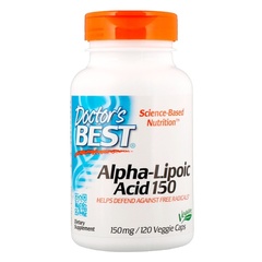 Doctor's Best, альфа-липоевая кислота, 150 мг, 120 растительных капсул