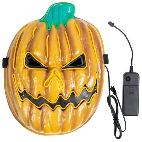 Маска светящийся неон HAPPY HALLOWEEN Тыква злая