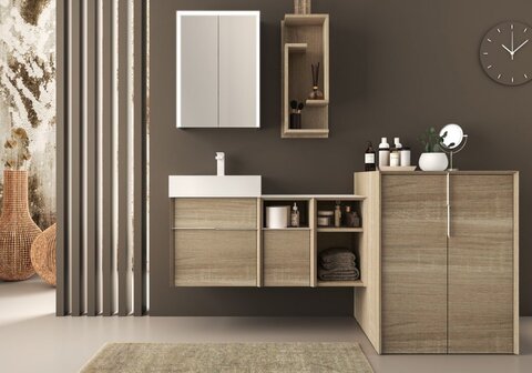 Cezares 55036 SPACE Шкафчик подвесной c двумя открытыми полками 55036 Frassino scuro, 30x45x50