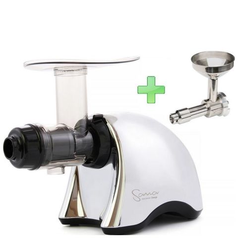Шнековая соковыжималка Sana Juicer EUJ-707 хром + насадка-маслопресс Sana Oil Extractor EUJ-702